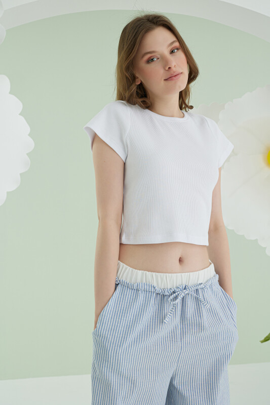 Mavi Crop Pijama Takım - NBB