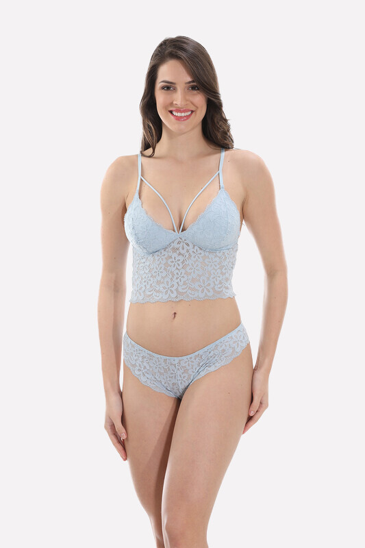Mavi Dantel Bralet Takım - 2