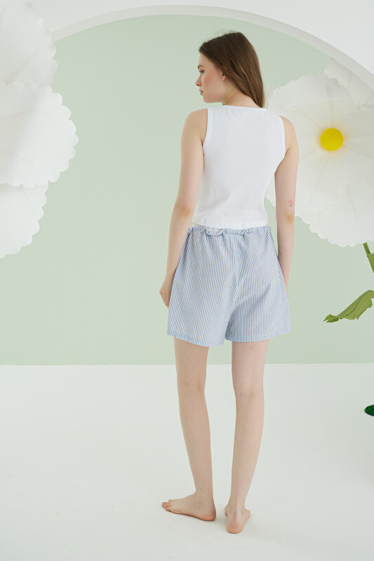 Mavi Kurdele Crop Şort Takım - NBB