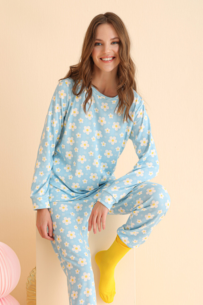 Mavi Papatya Pijama Takımı - 1