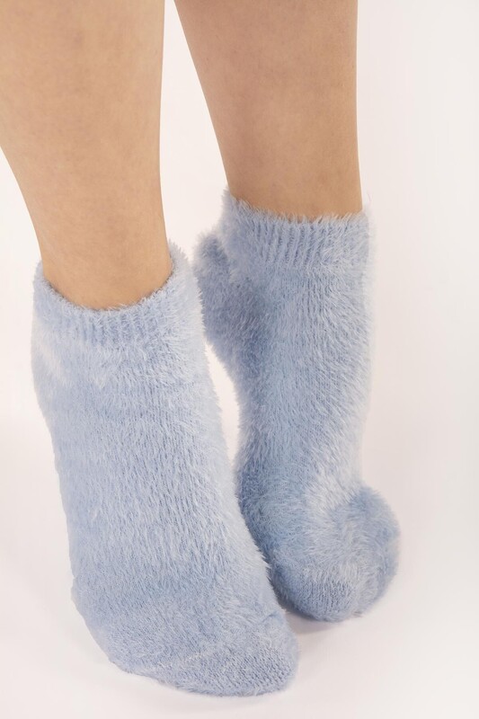 Mavi Sakallı İplik Soft Patik Çorap - Thumbnail