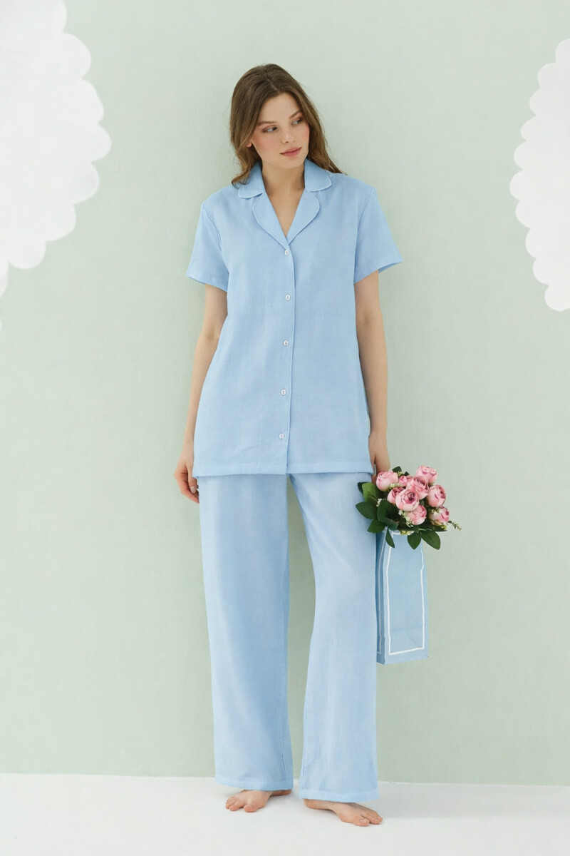 Mavi Serena Önden Düğmeli Pijama Takım - 2