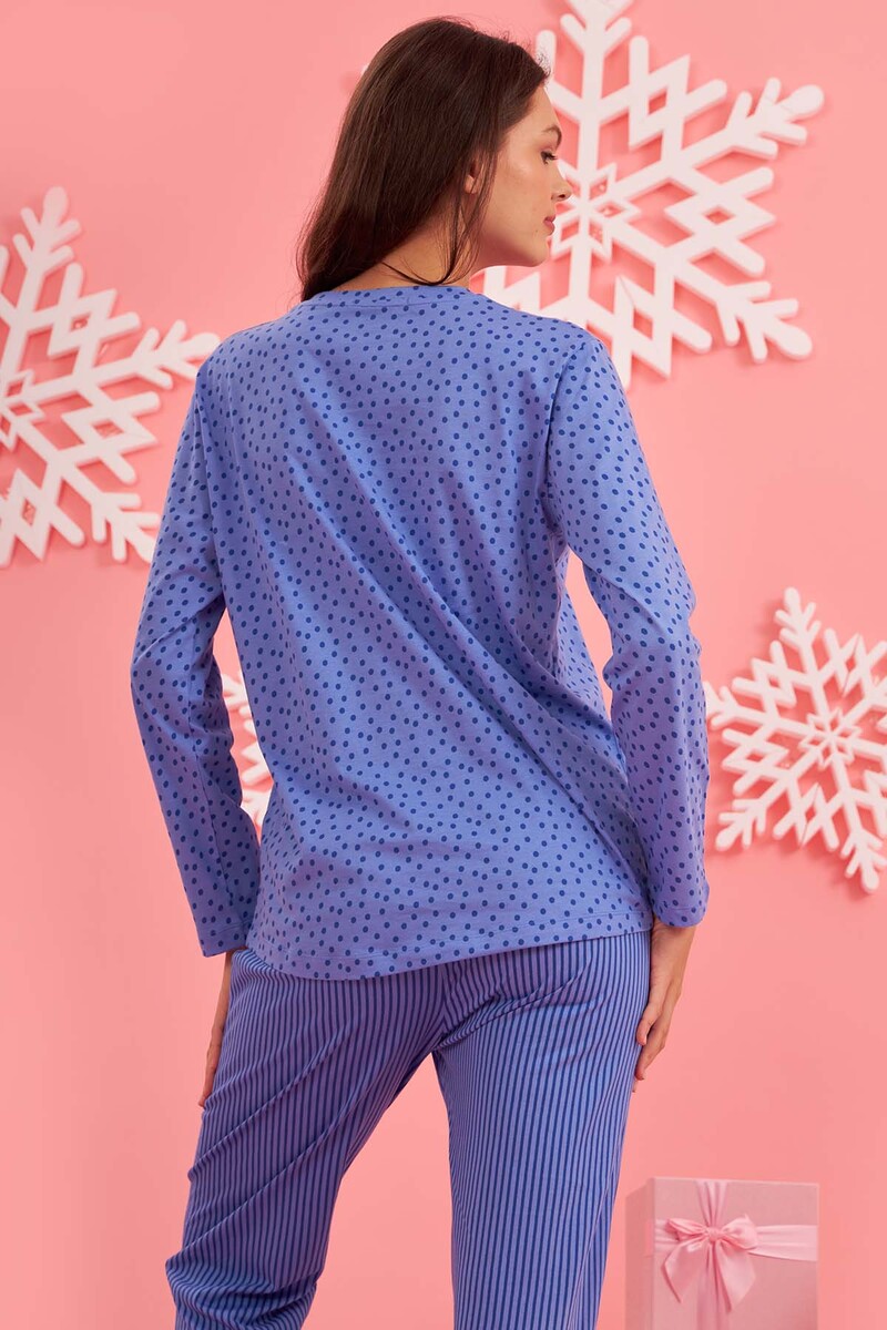 Mavi Snowman Patterned Pijama Takımı - 3