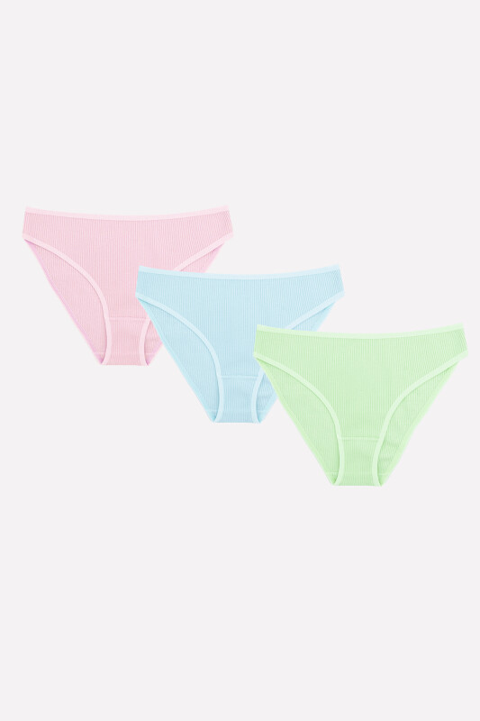 Mavi Yeşil Pembe 3'lü Fitilli Külot - NBB