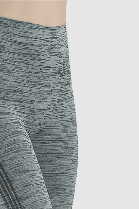 Melanj Gri Striped Sports Tayt - 3