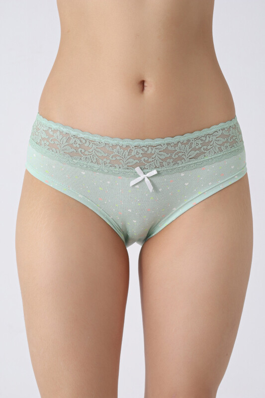Mint Yeşil Somon Beli Dantelli 2'li Hipster Külot - NBB