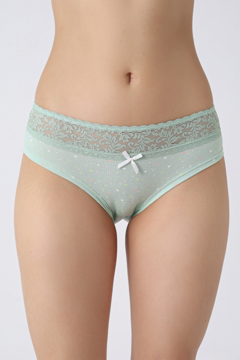 Mint Yeşil Somon Beli Dantelli 2'li Hipster Külot - 4