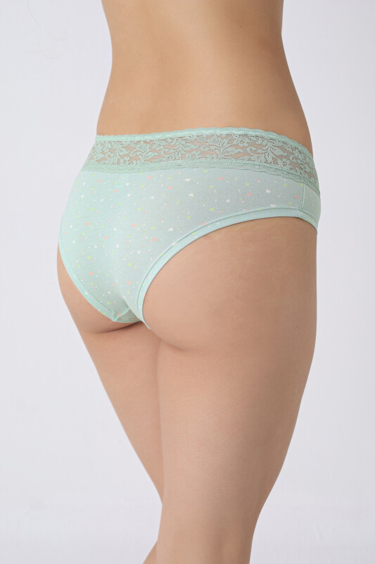 Mint Yeşil Somon Beli Dantelli 2'li Hipster Külot - NBB