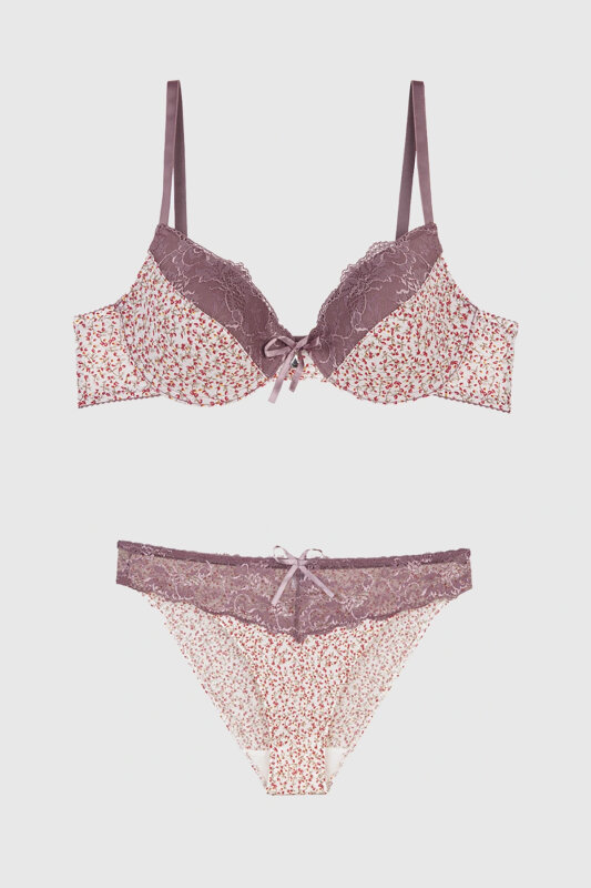 Mor Flower Touch Sütyen Külot Takımı - NBB