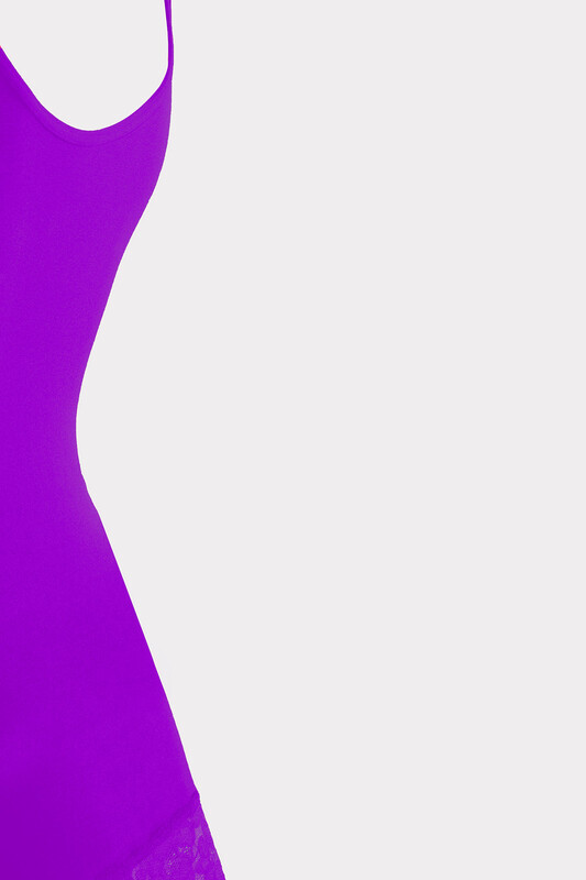 Mor Seamless Dantelli Geniş Askılı Atlet - NBB