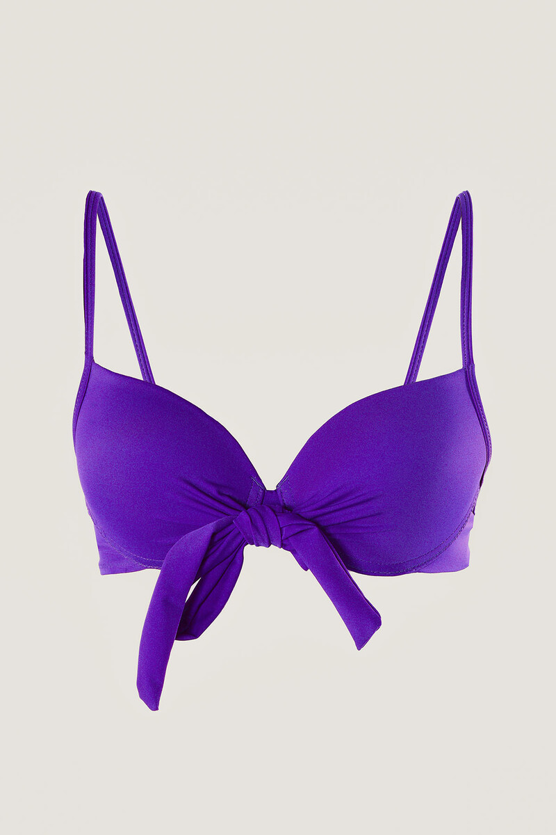 Mor Straplez İpli Tek Üst Bikini - 1
