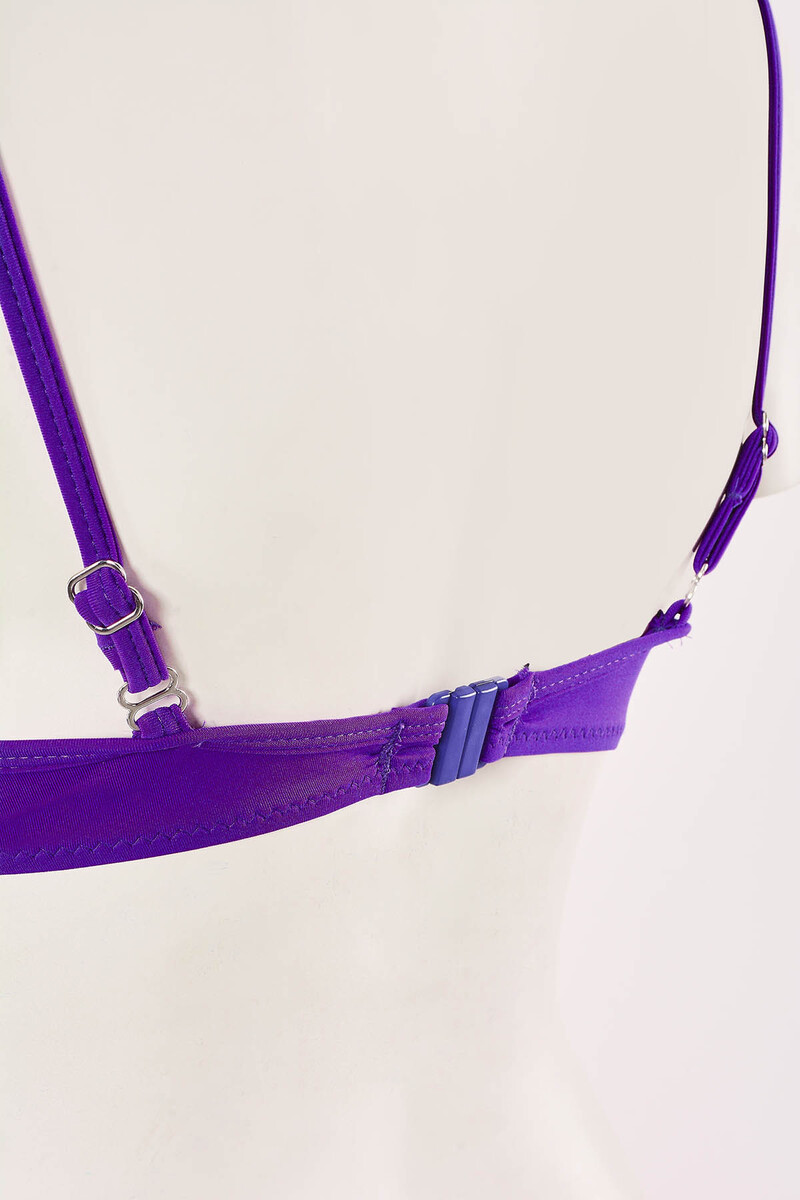 Mor Straplez İpli Tek Üst Bikini - 2