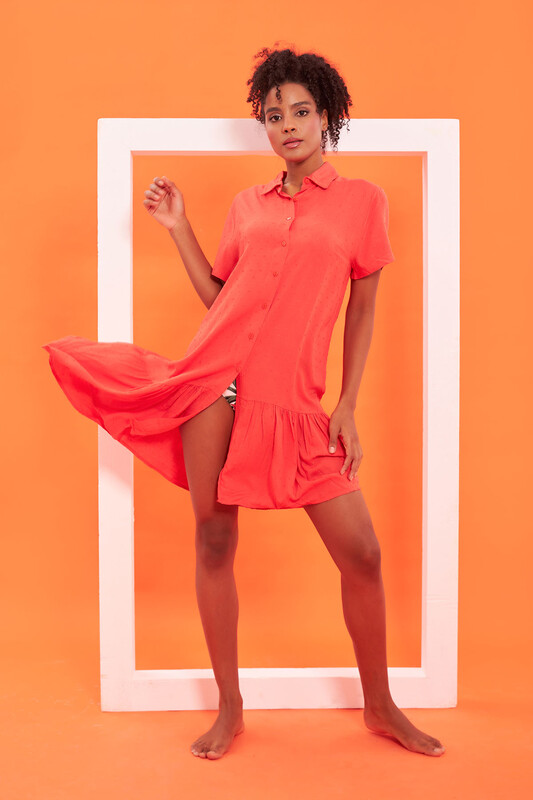 Nar Çiçeği Jakarlı Elbise Pareo - NBB