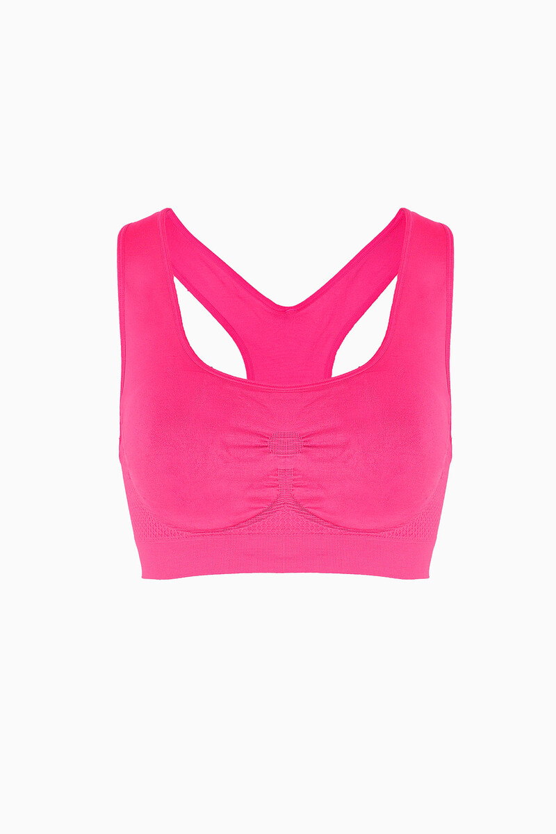 Neon Pembe Active Kalın Askılı Seamless Sporcu Büstiyer - 1