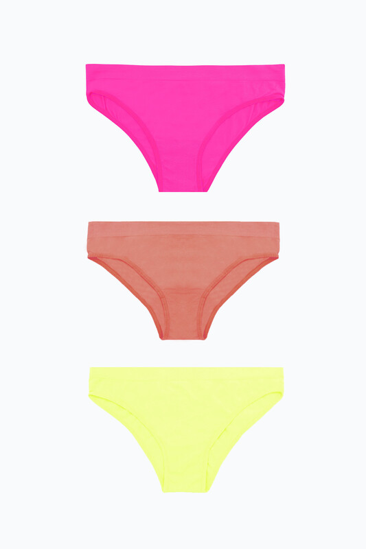 Neon Pembe Sarı Açık Oranj Dikişsiz 3'lü Külot 