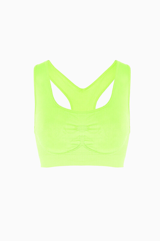 Neon Sarı Active Kalın Askılı Seamless Sporcu Büstiyer 