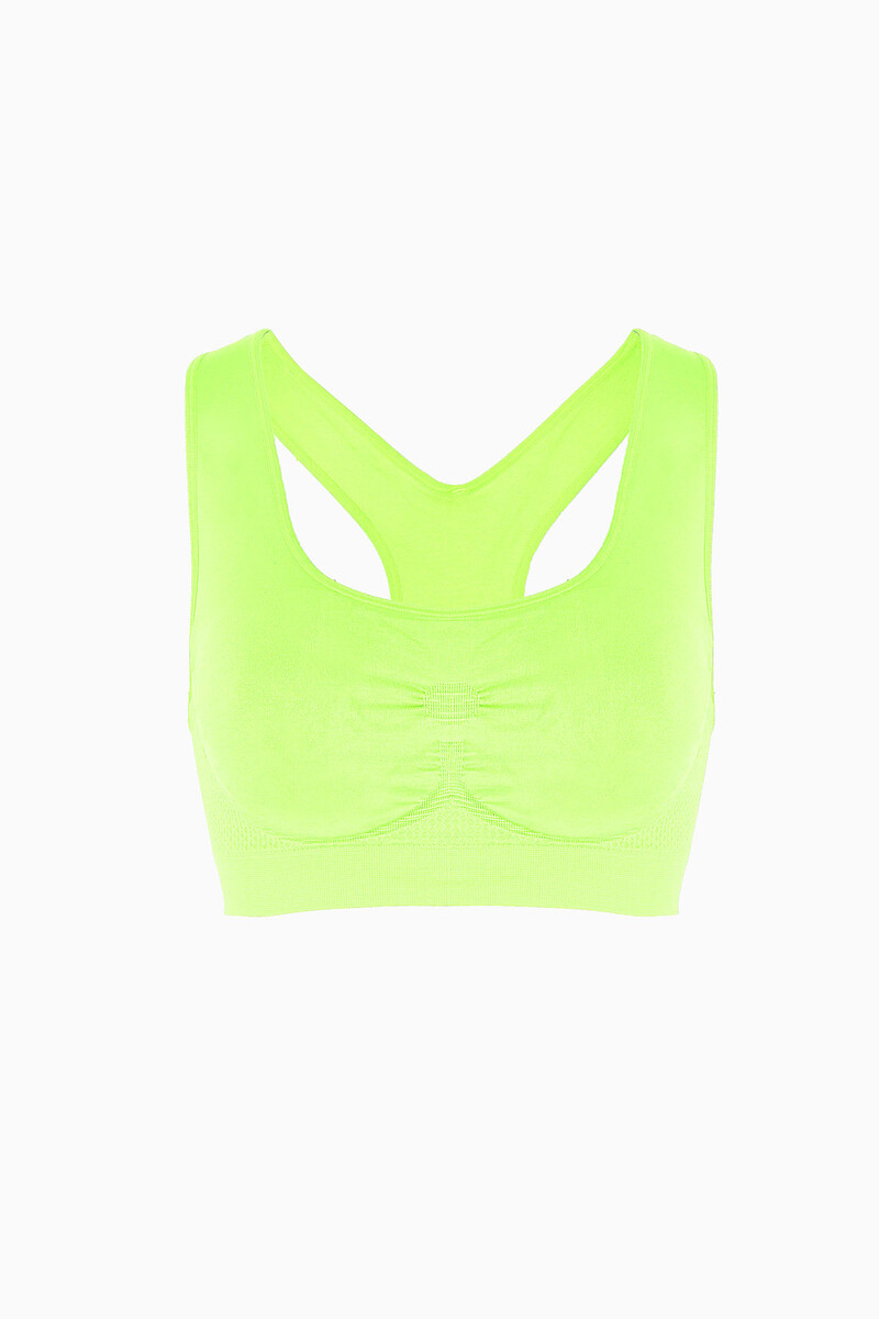 Neon Sarı Active Kalın Askılı Seamless Sporcu Büstiyer - 1