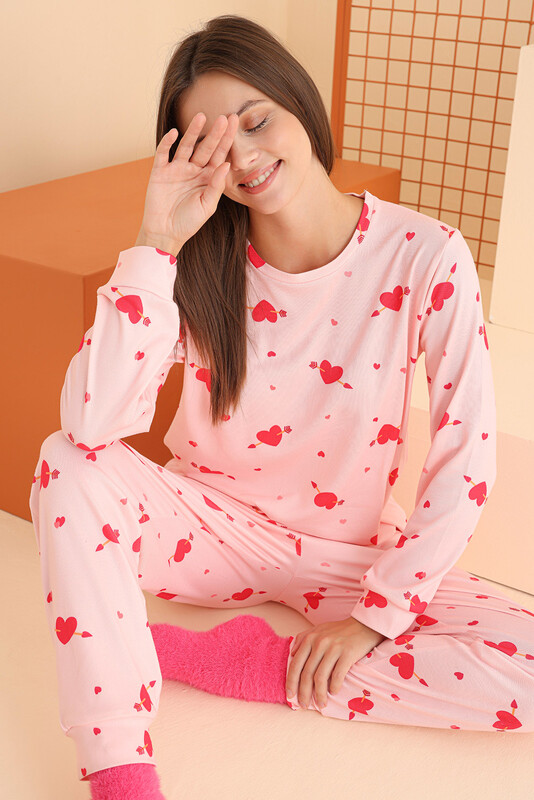 Pembe Arrowy Heart Pijama Takımı - Thumbnail