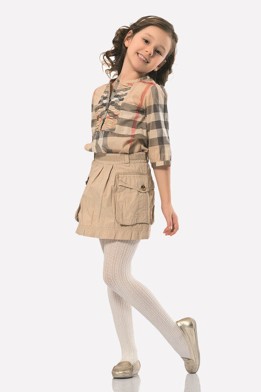 Pembe Başak Desenli Külotlu Çocuk Çorabı - NBB