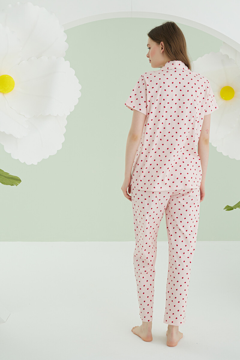 Pembe Berry Önden Düğmeli Pijama Takımı - 4