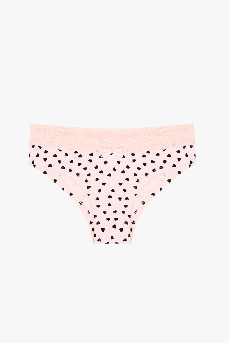 Pembe Beyaz Beli Dantelli 2'li Hipster Külot - 8
