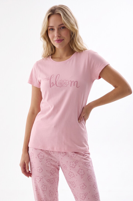 Pembe Bloom Bisiklet Yaka Pijama Takımı - NBB