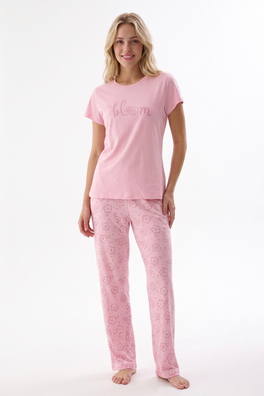 Pembe Bloom Bisiklet Yaka Pijama Takımı - NBB