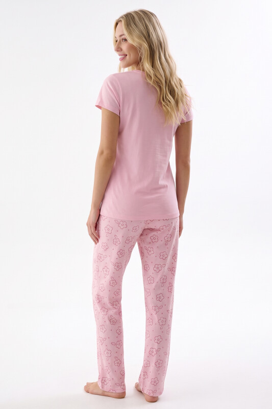 Pembe Bloom Bisiklet Yaka Pijama Takımı - NBB