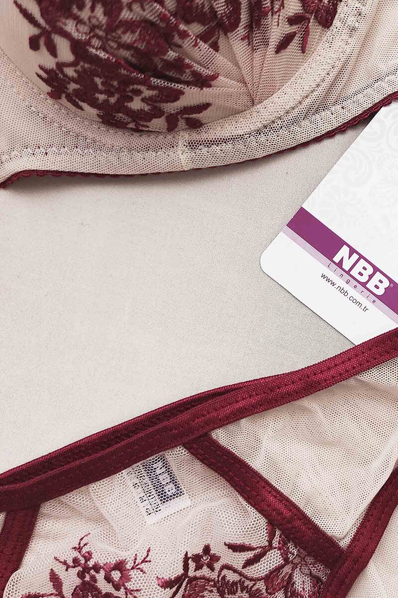 Pembe Bordo Hafif Destekli Sütyen Takımı - 3