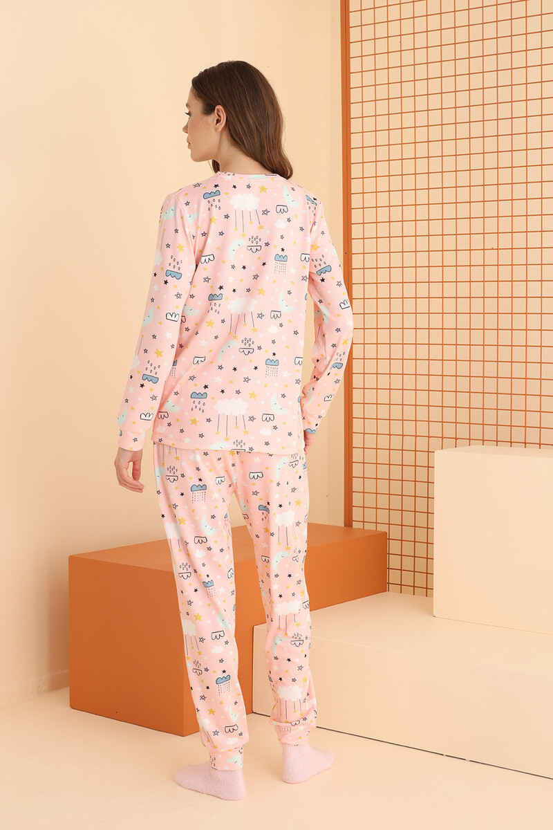 Pembe Bulut Desenli Pijama Takımı - 5