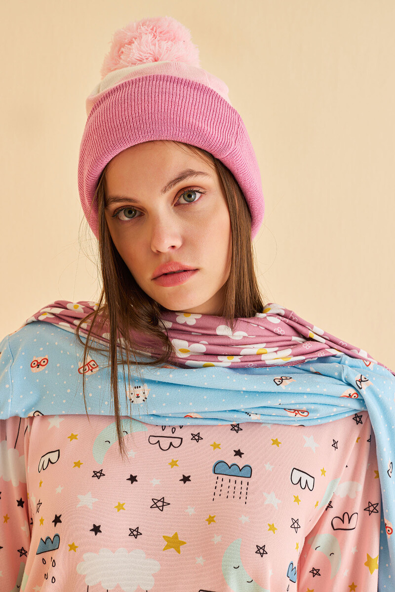 Pembe Bulut Desenli Pijama Takımı - 4