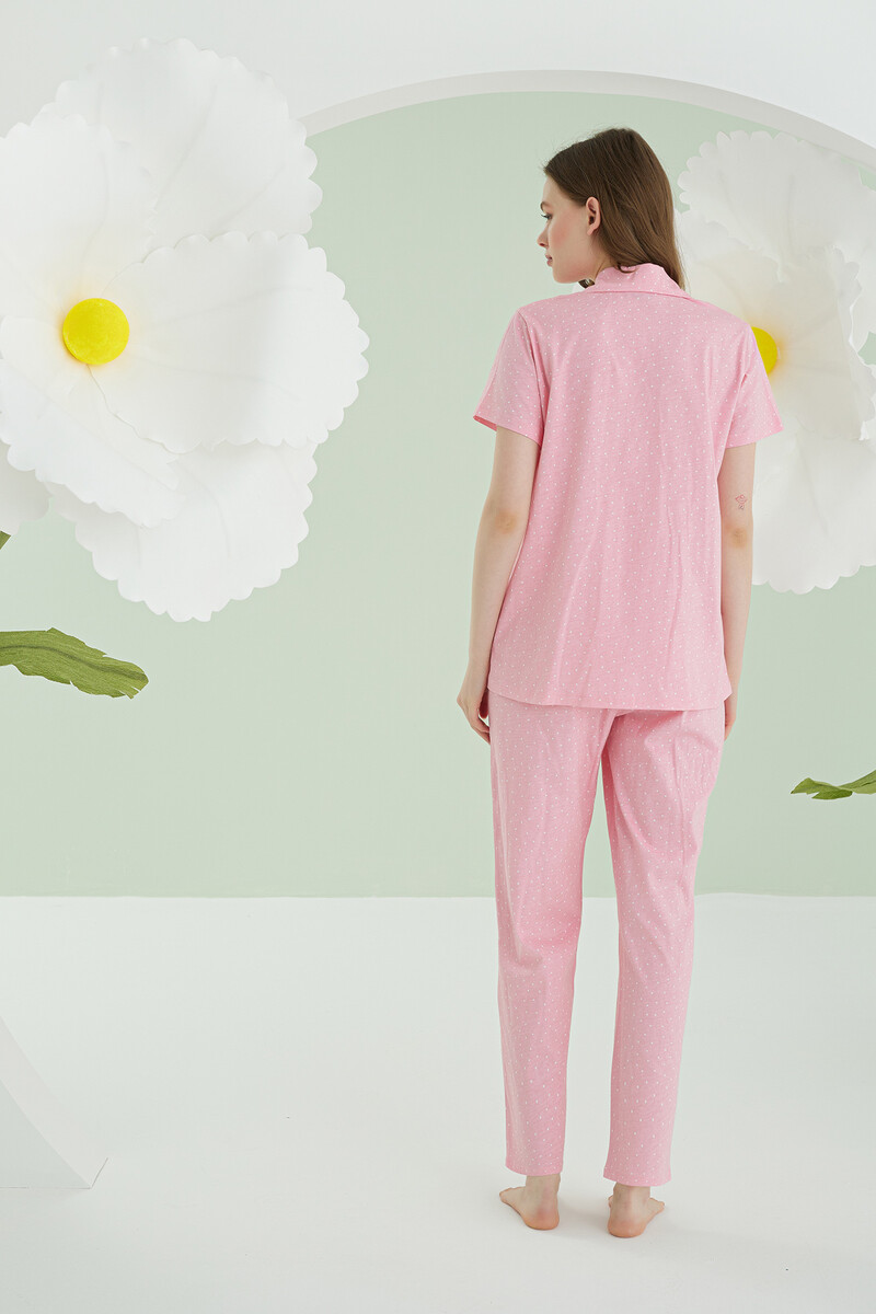 Pembe Bunny Önden Düğmeli Pijama Takımı - 4