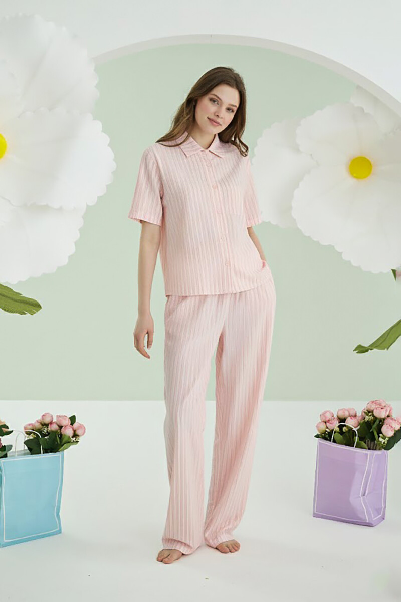 Pembe Çizgili Pijama Takım - 2