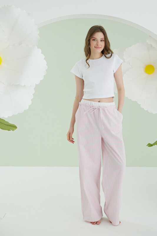 Pembe Crop Pijama Takım 
