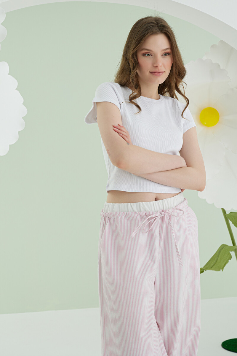 Pembe Crop Pijama Takım - 2