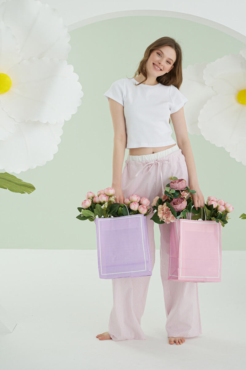 Pembe Crop Pijama Takım - 4