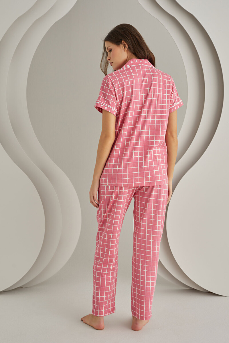 Pembe Fujia Önden Düğmeli Pijama Takımı - 6