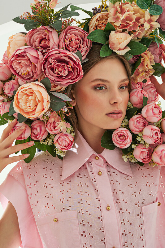 Pembe Hole Önden Düğmeli Pijama Takımı - NBB