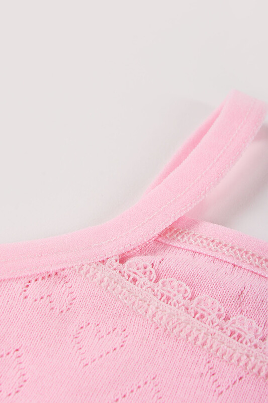 Pembe Jakarlı İp Askılı Kız Çocuk Atlet - NBB