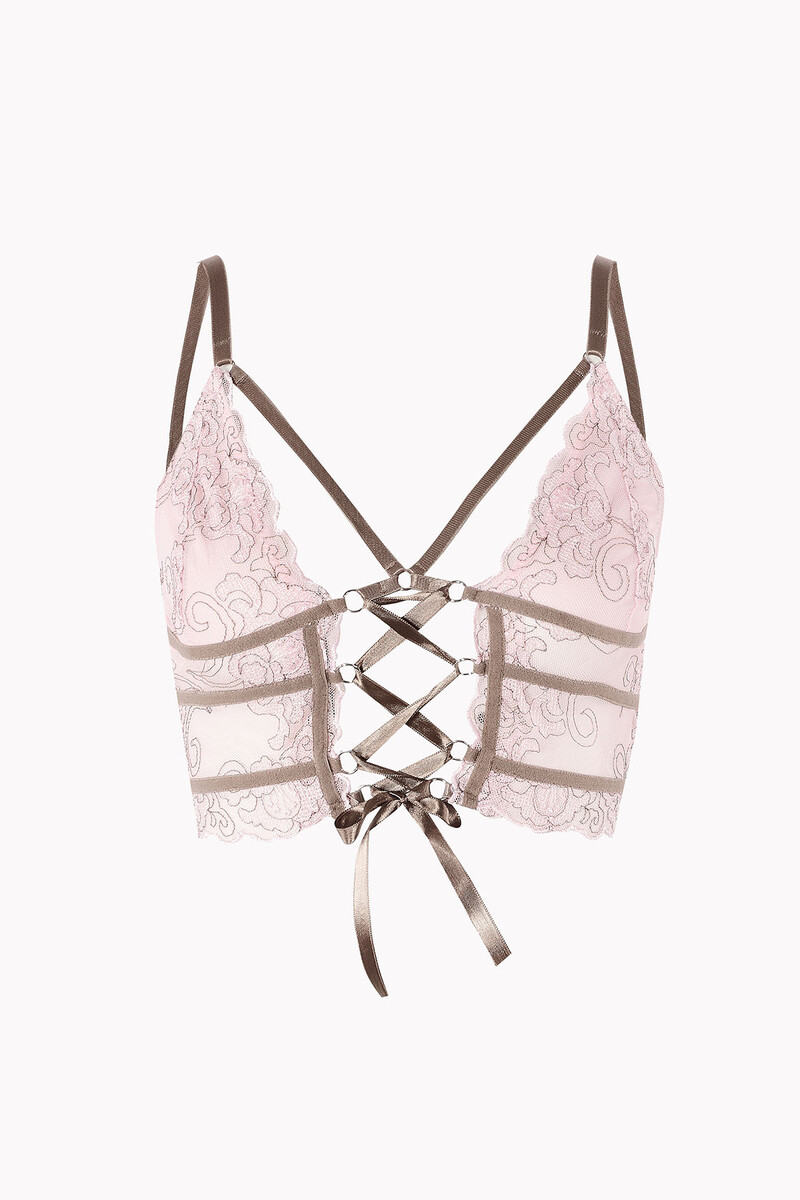 Pembe Kahve Dekolteli Kapsız Bralet Takım - 2