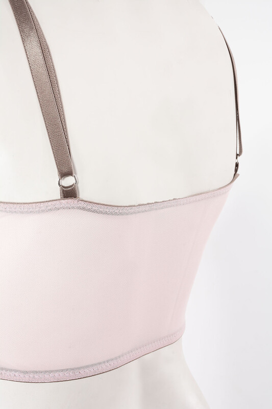 Pembe Kahve Dekolteli Kapsız Bralet Takım - NBB