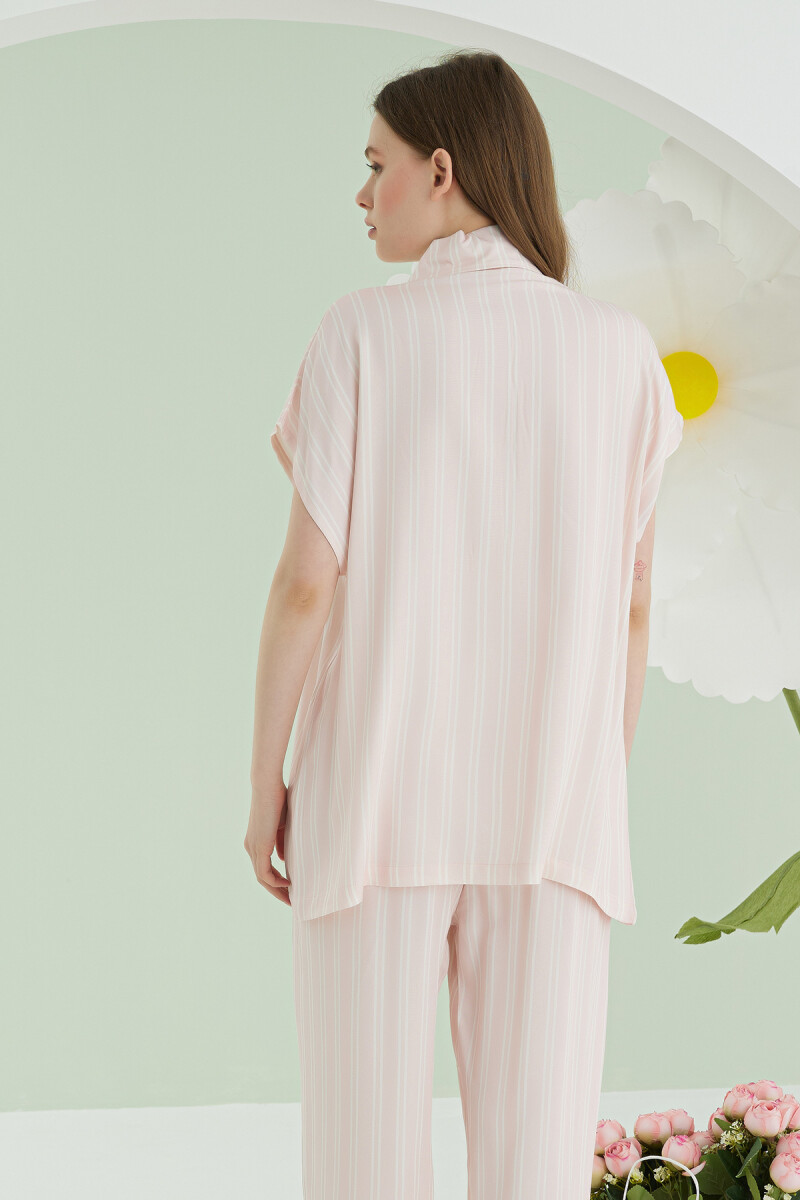 Pembe Karpuz Desenli Önden Düğmeli Pijama Takım - 4