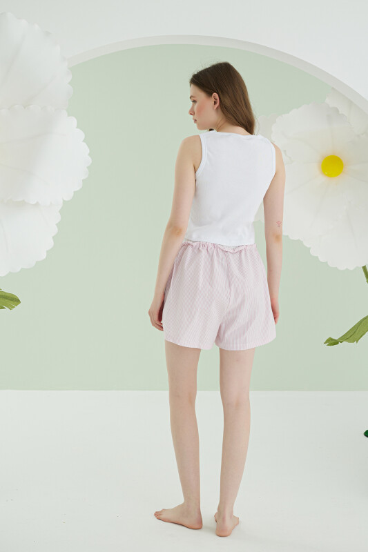 Pembe Kurdele Crop Şort Takım - NBB