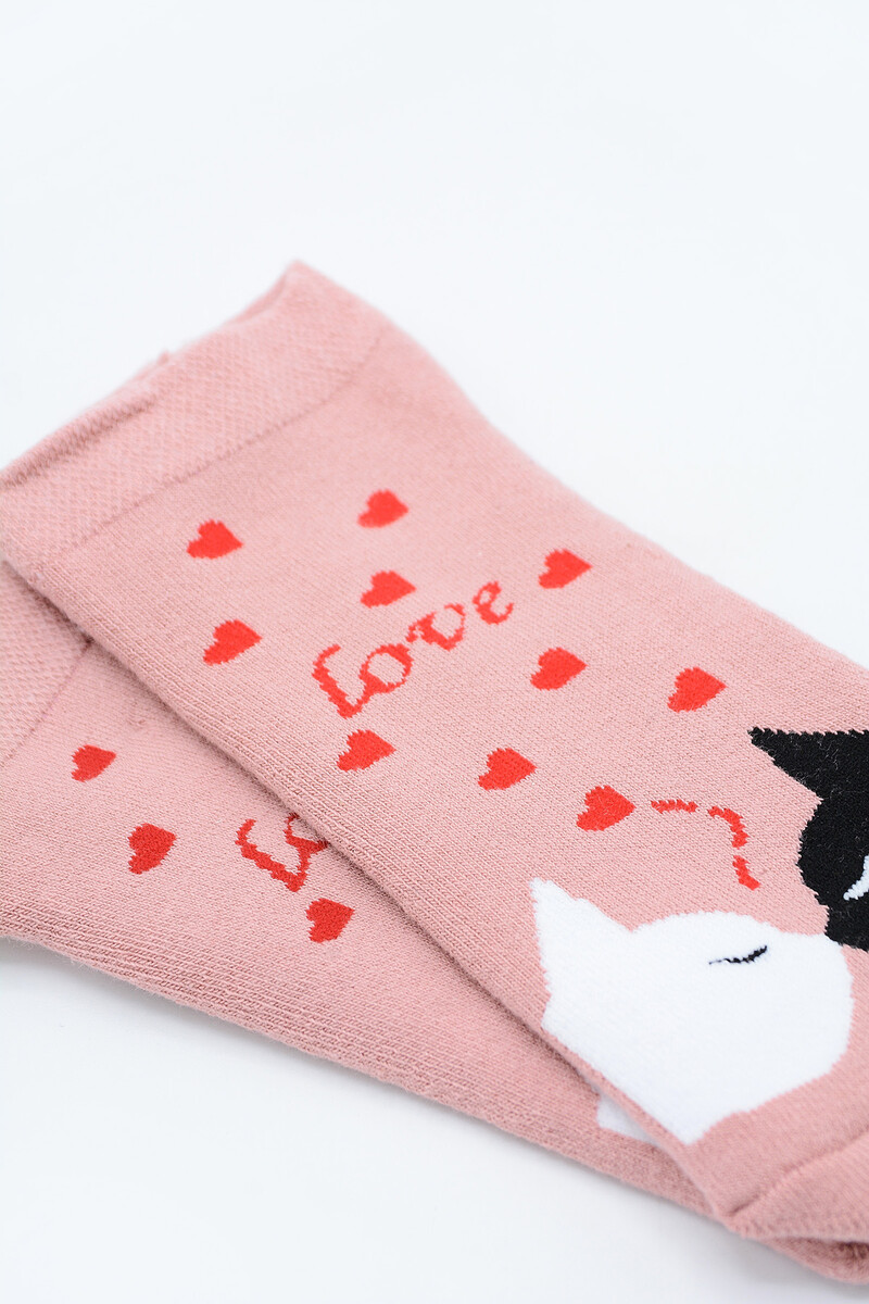 Pembe Love Cat's Patik Çorap - 2