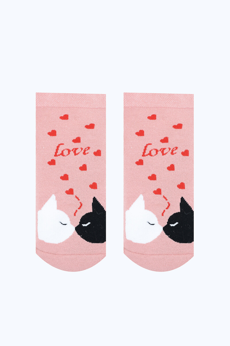 Pembe Love Cat's Patik Çorap - 1