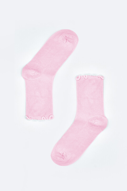 Pembe Marul Büzgülü Soket Çorap 