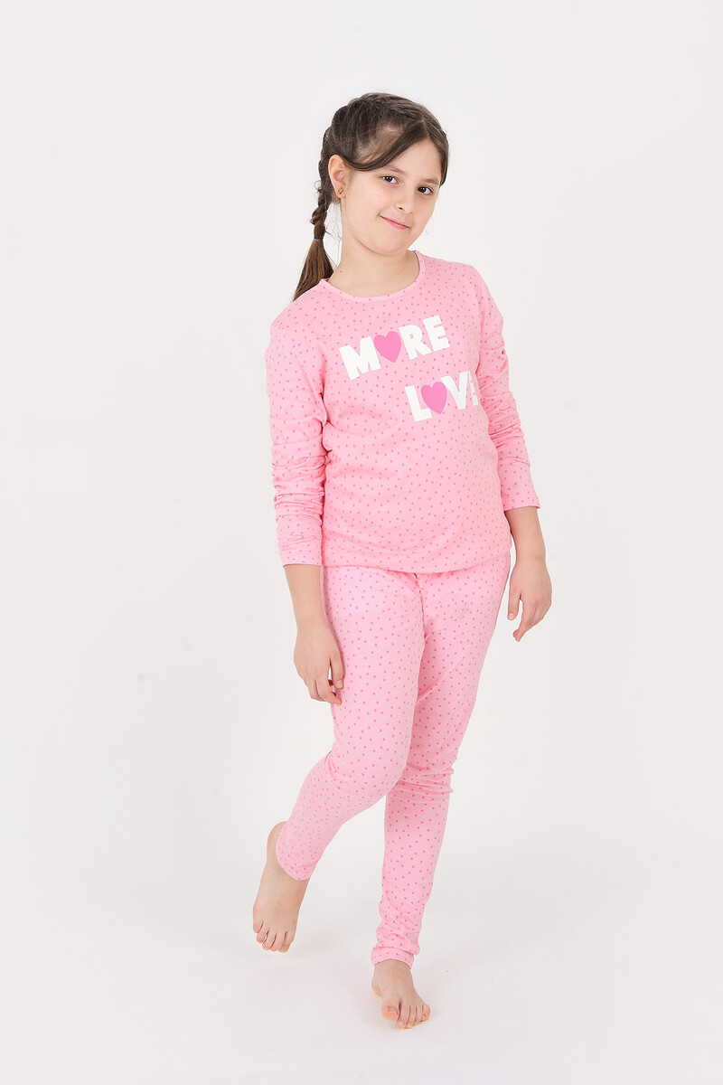 Pembe More Love Çocuk Pijama Takım - 2
