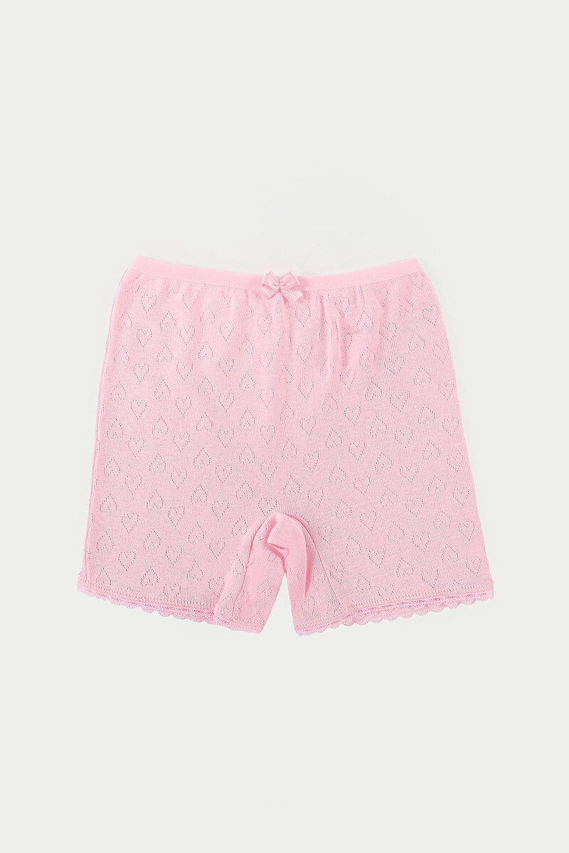Pembe Jakarlı Kız Çocuk Paçalı Şort Külot - 1