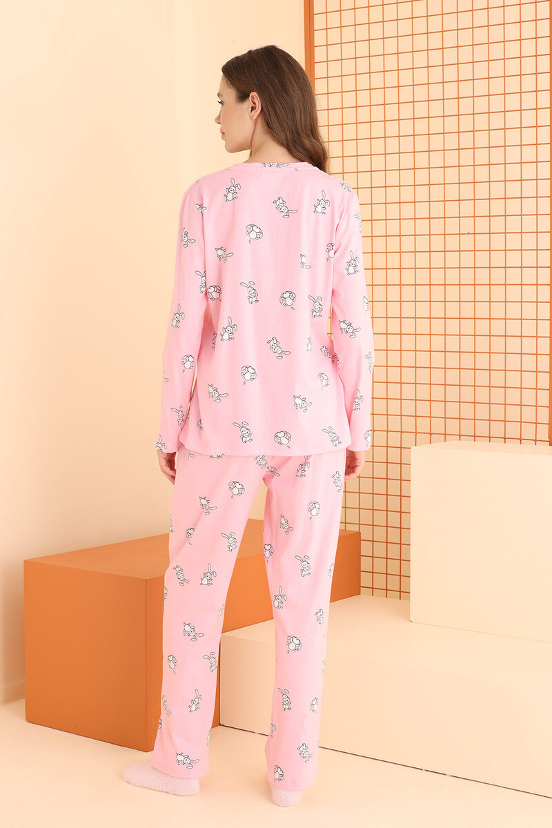 Pembe Neşeli Tavşan Pijama Takım - 4