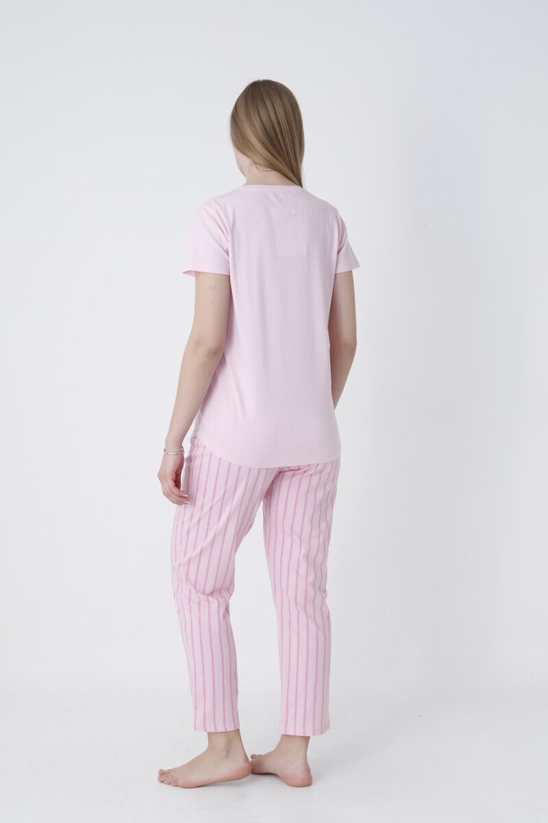 Pembe Pimp Çizgili Pijama Takım - 3